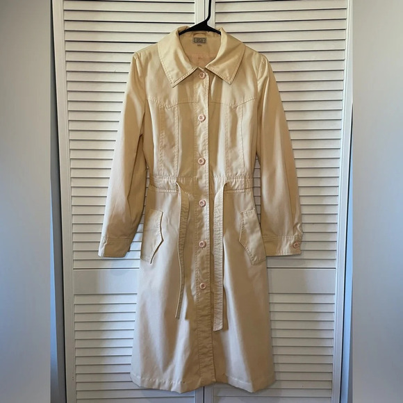 Sears Jackets & Blazers - Vintage Sears JR Bazaar 1960s Warm Cream Long Trench Coat Juniors Size 11 Women